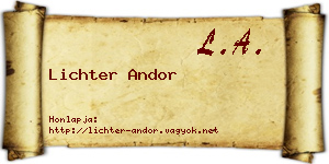Lichter Andor névjegykártya